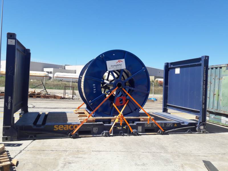 empotage touret de câble sur 20'flat.